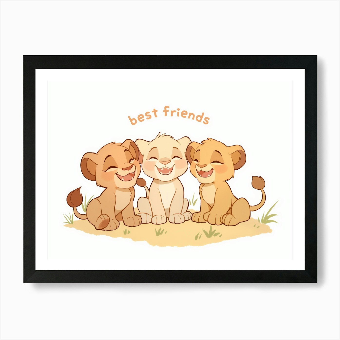 Lion Cub Best Friends 1 Art Print Framed Wall Art Poster Canvas Print Picture