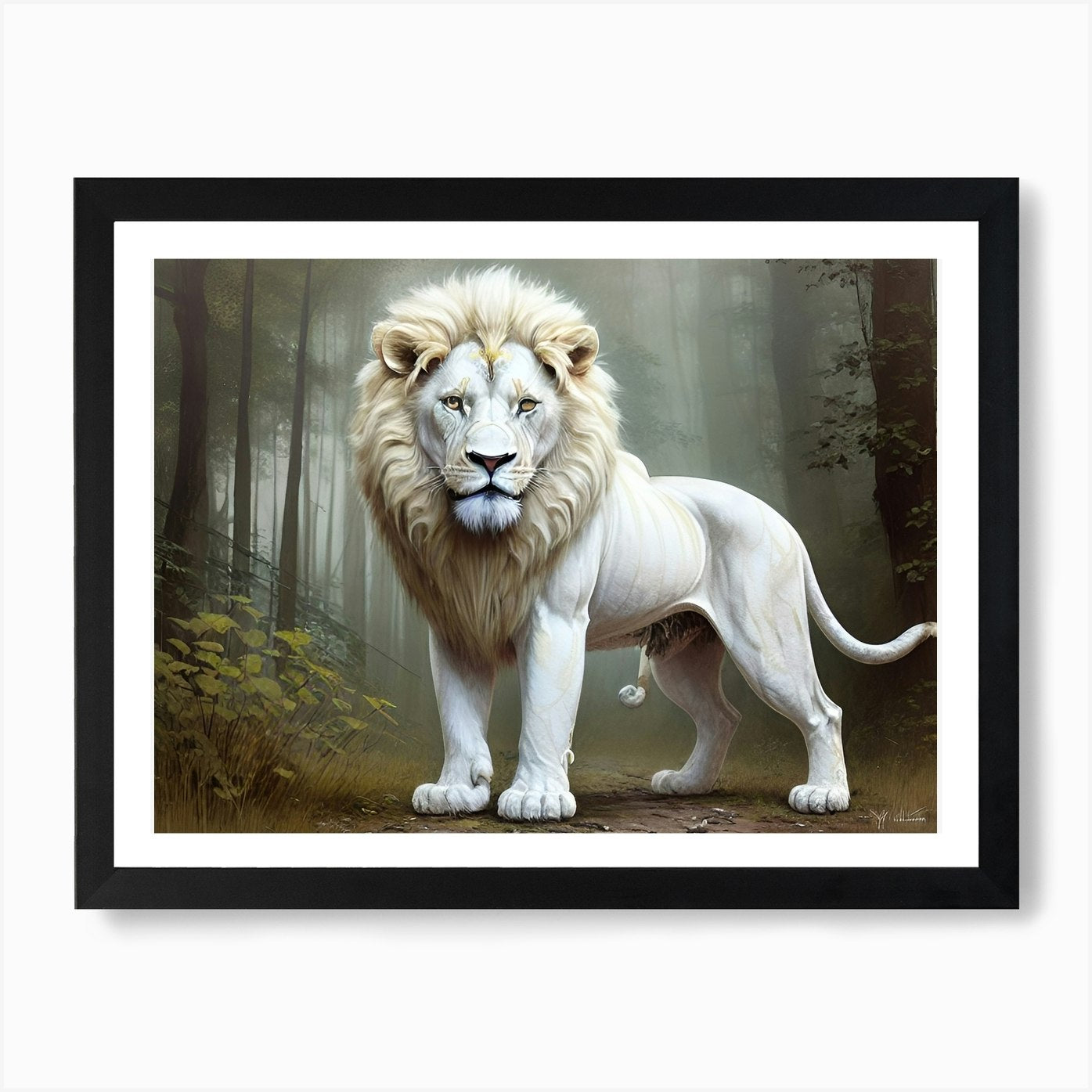 White Lion 7 Art Print Framed Wall Art Poster Canvas Print Picture