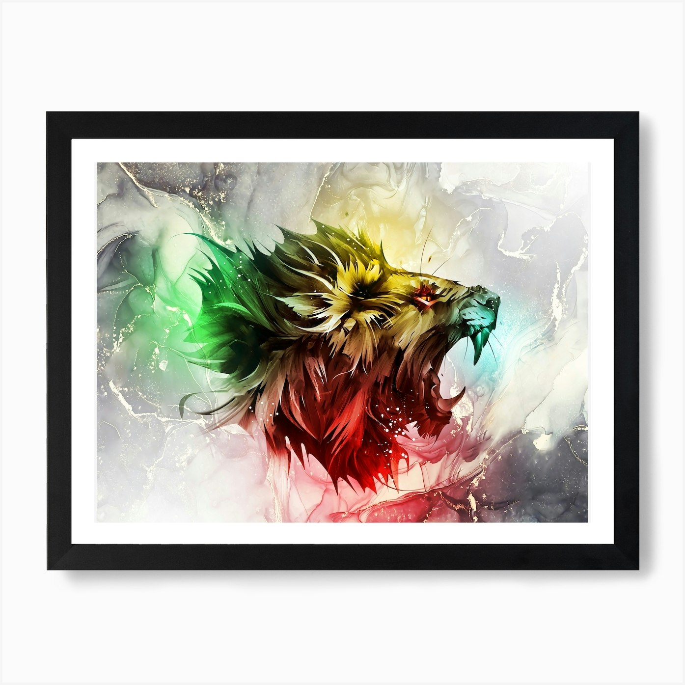Lion Art Illustration In A Photomon Framed Wall Art Poster Canvas Print Picture