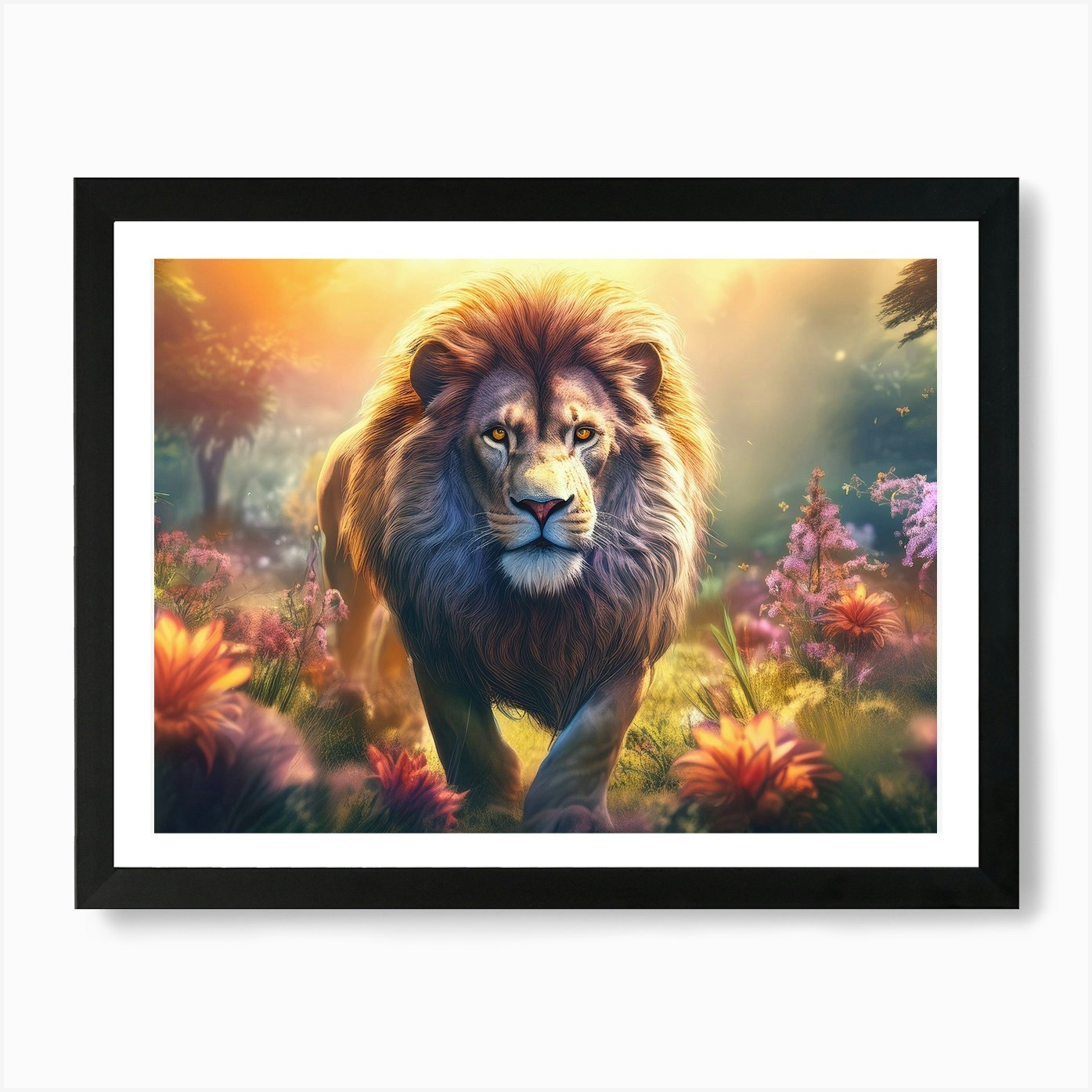 Majestic Lion 03 - AfriDesigns Art  Framed Wall Art Poster Canvas Print Picture