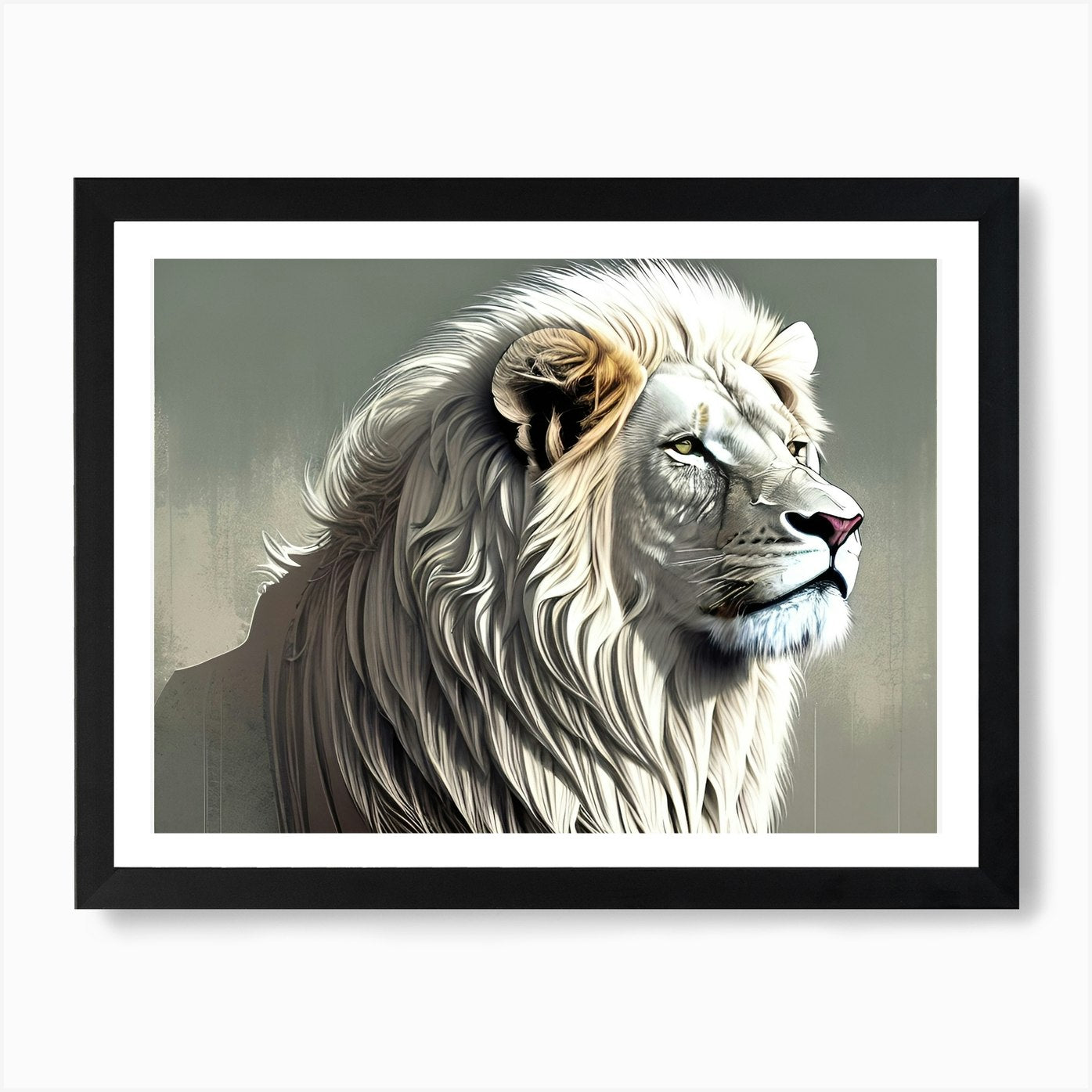 White Lion 23 Art Print Framed Wall Art Poster Canvas Print Picture