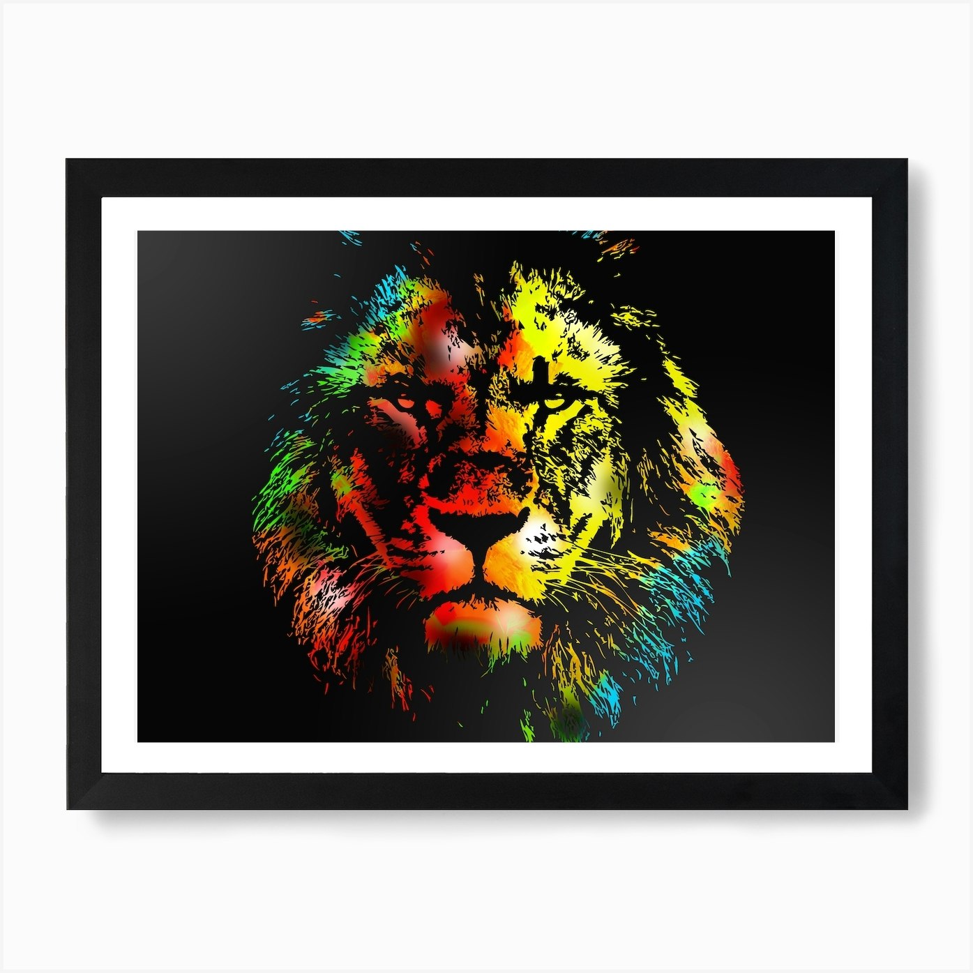 Lion Art Illustration In A Photomon Framed Wall Art Poster Canvas Print Picture