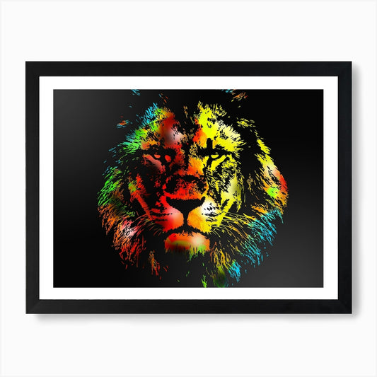 Lion Art Illustration In A Photomon Framed Wall Art Poster Canvas Print Picture