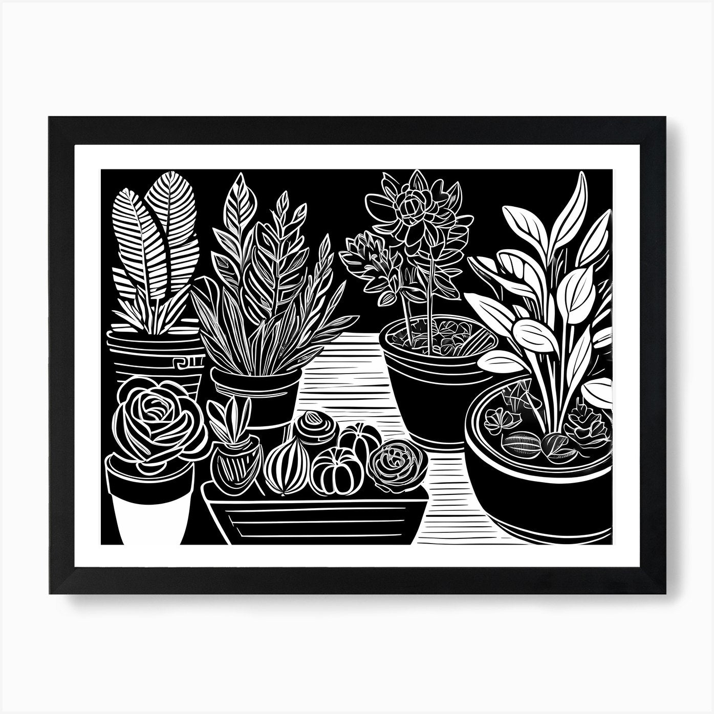 Lion cut inspired Black and white G Framed Wall Art Poster Canvas Print Picture