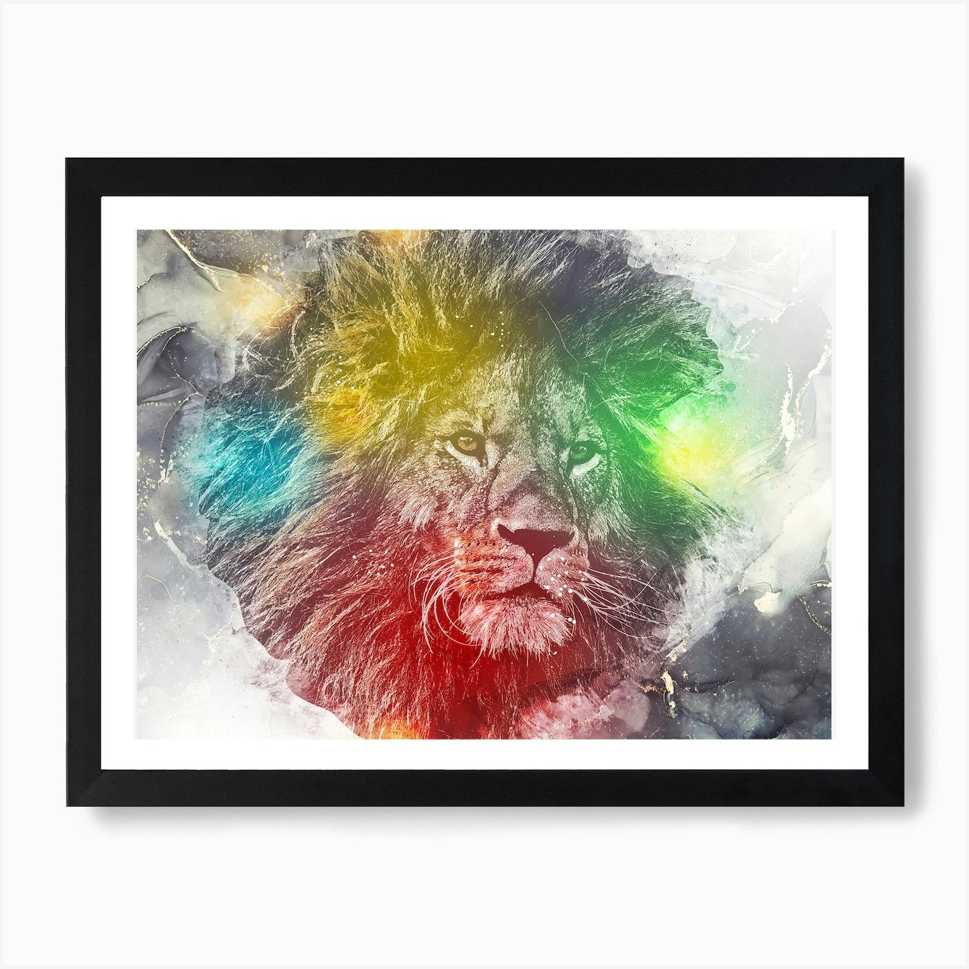 Lion Art Illustration In A Photomon Framed Wall Art Poster Canvas Print Picture