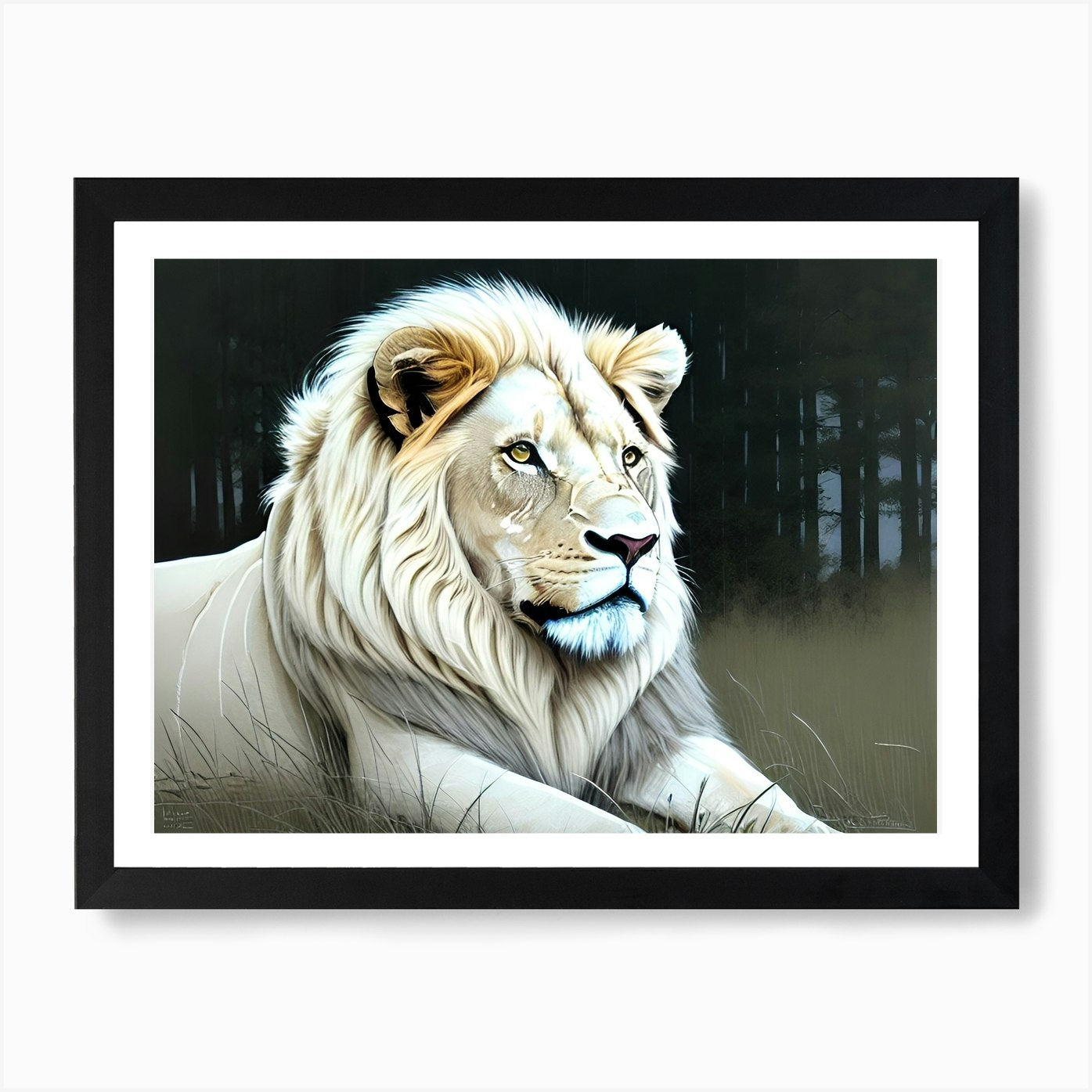 White Lion 21 Art Print Framed Wall Art Poster Canvas Print Picture