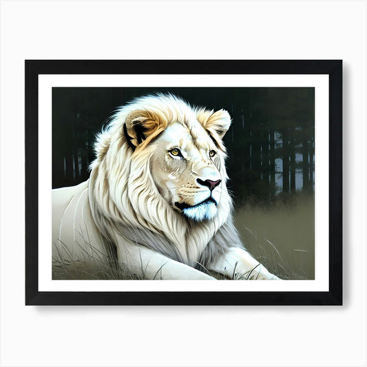 White Lion 21 Art Print Framed Wall Art Poster Canvas Print Picture