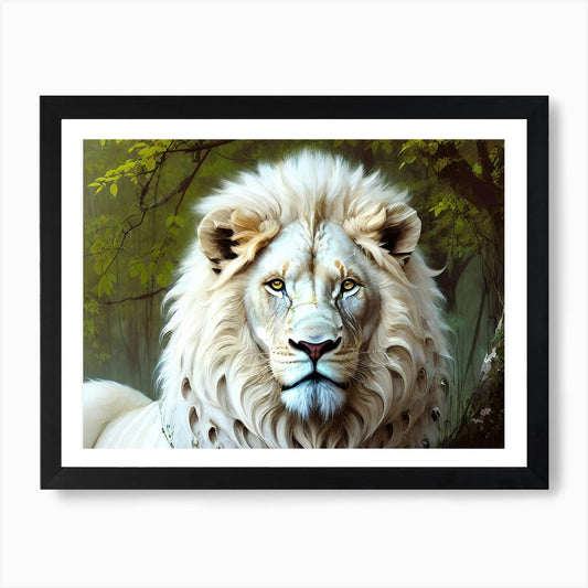 White Lion 15 Art Print Framed Wall Art Poster Canvas Print Picture