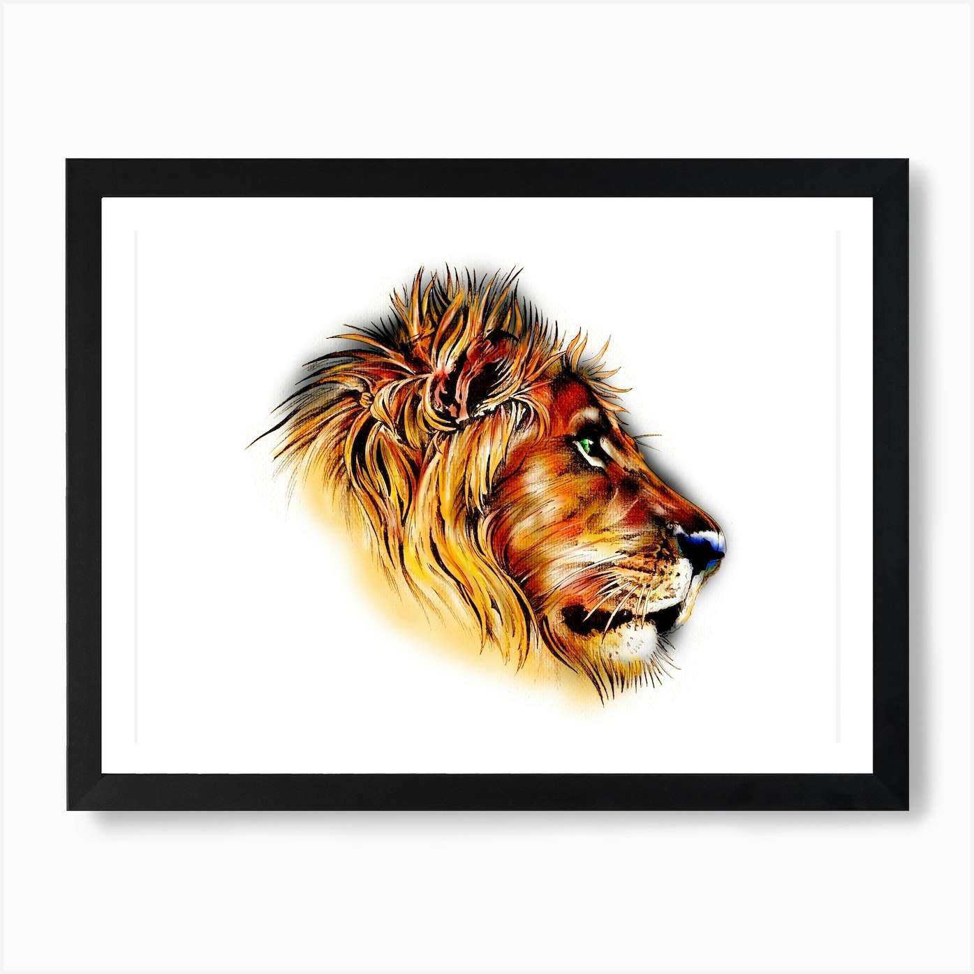 A Nice Lion Art Illustration In A P Framed Wall Art Poster Canvas Print Picture