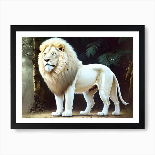 White Lion 9 Art Print Framed Wall Art Poster Canvas Print Picture