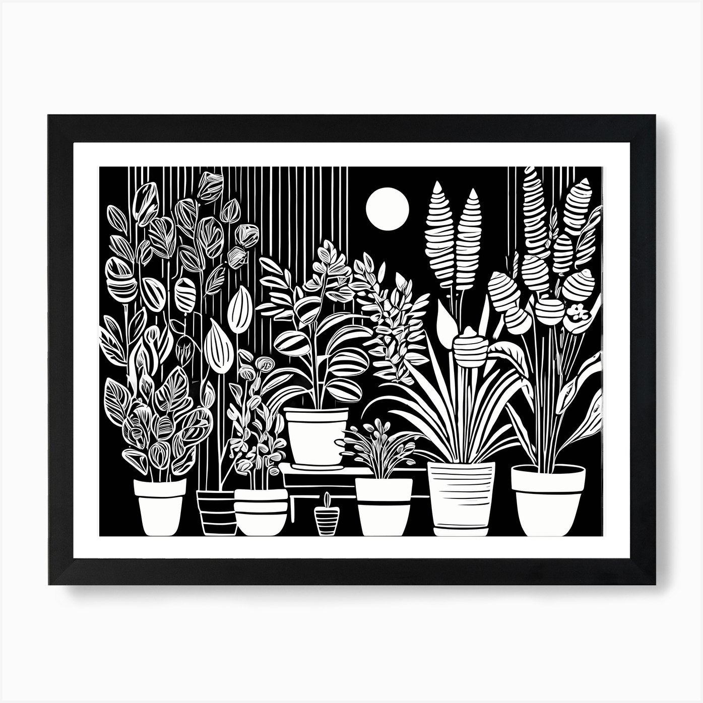 Lion cut inspired Black and white G Framed Wall Art Poster Canvas Print Picture