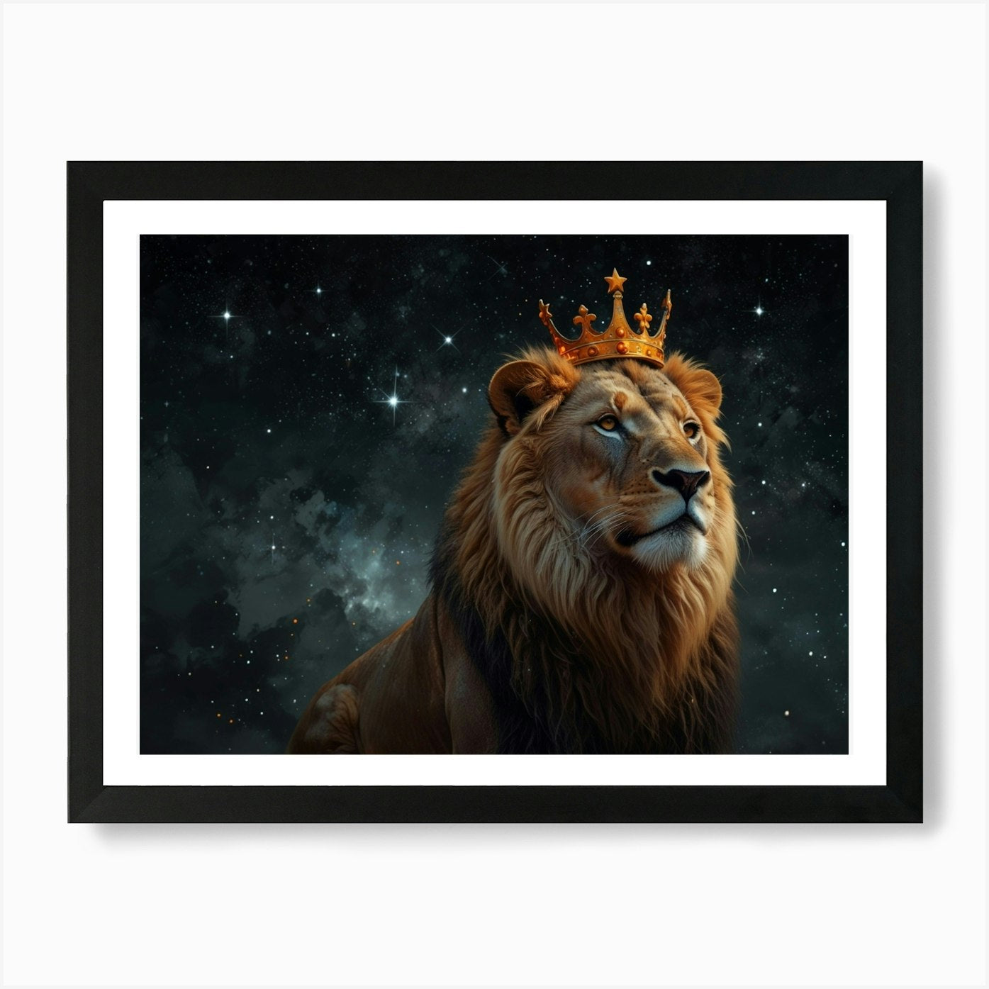 Lion With Crown Art Print Framed Wall Art Poster Canvas Print Picture