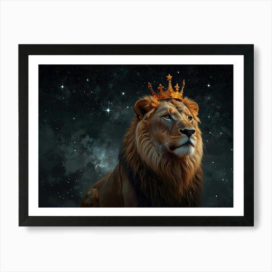 Lion With Crown Art Print Framed Wall Art Poster Canvas Print Picture