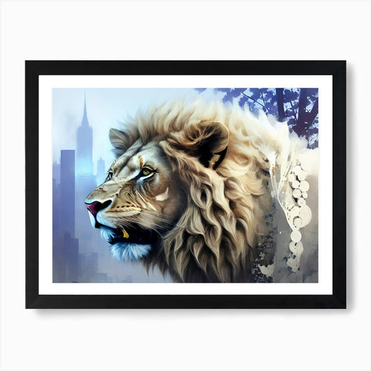 Lion In The City 7 Art Print Framed Wall Art Poster Canvas Print Picture