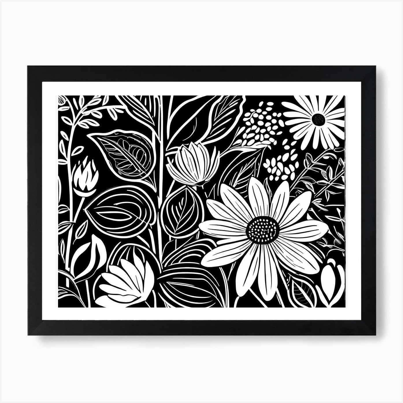 Lion cut inspired Black and white G Framed Wall Art Poster Canvas Print Picture
