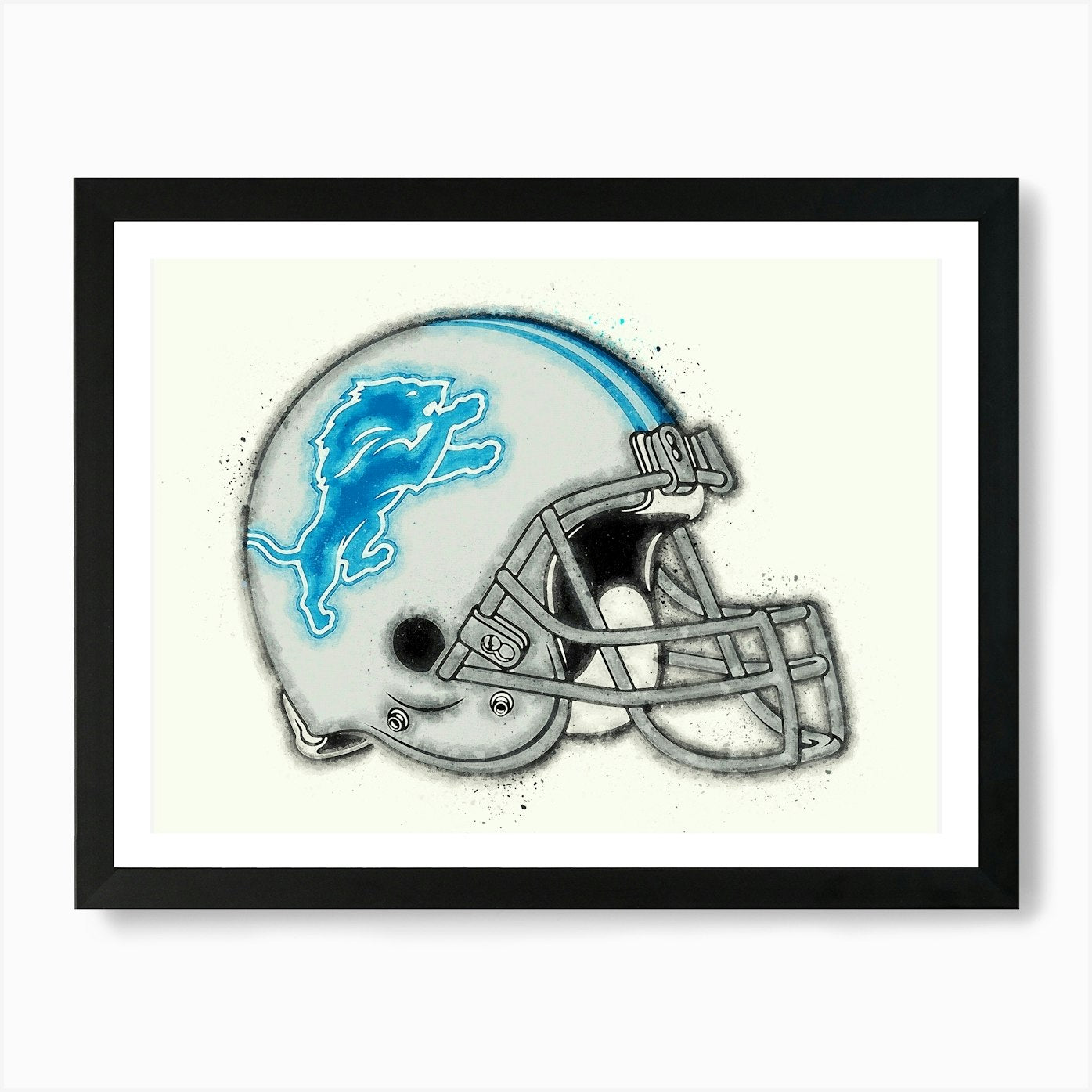 Detroit Lions Helmet Art Print Framed Wall Art Poster Canvas Print Picture