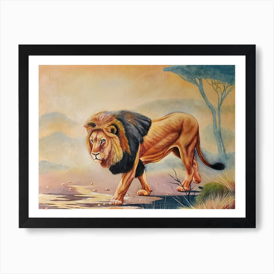 African lion painting Art Print Framed Wall Art Poster Canvas Print Picture