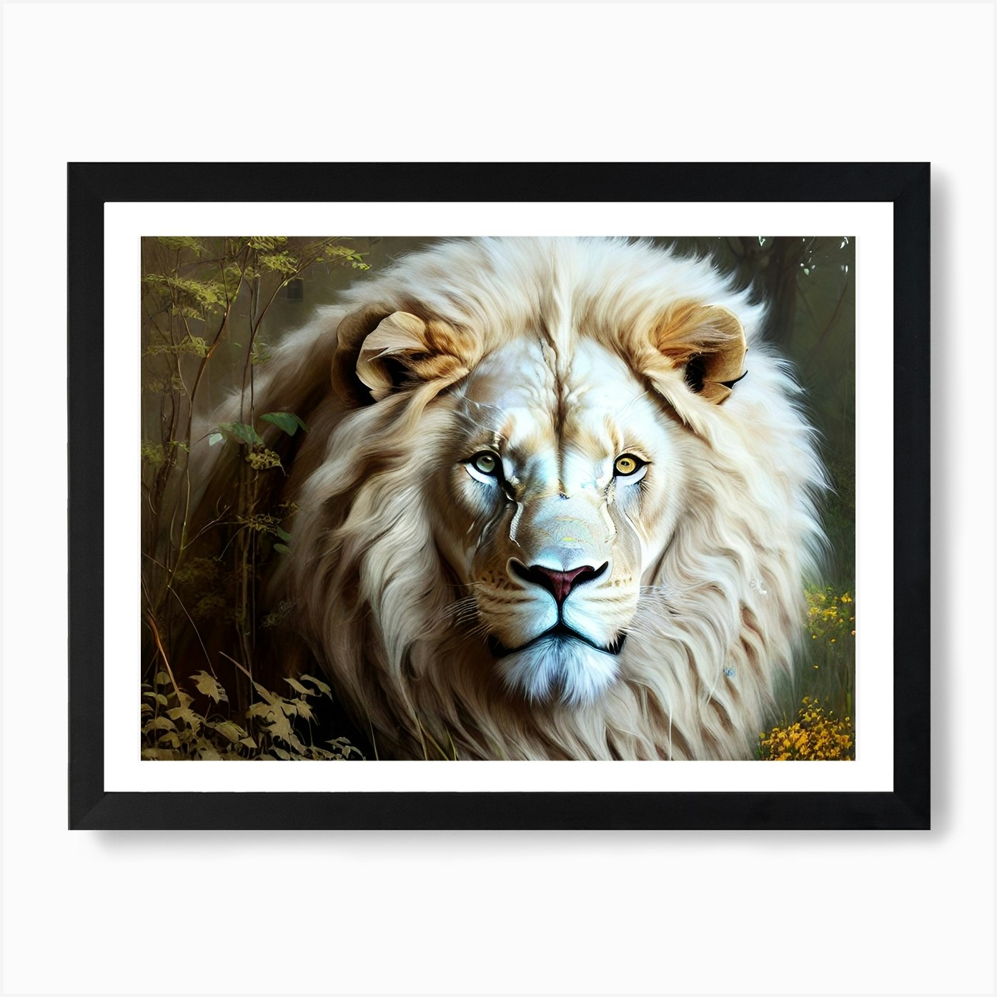 White Lion 17 Art Print Framed Wall Art Poster Canvas Print Picture