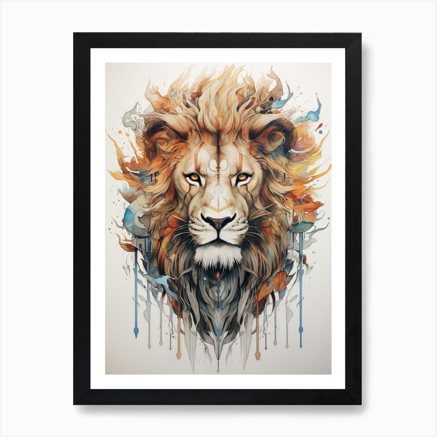 Lion Art Painting Symbolism Style 2 Framed Wall Art Poster Canvas Print Picture