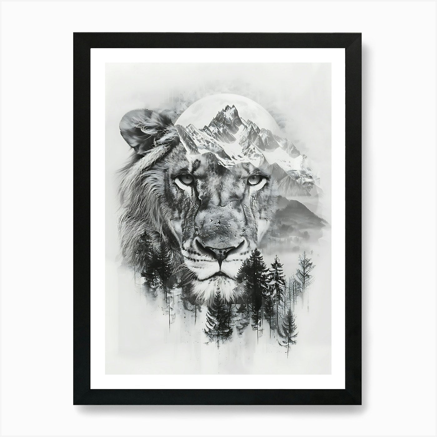 Lion In The Forest 12 Art Print Framed Wall Art Poster Canvas Print Picture
