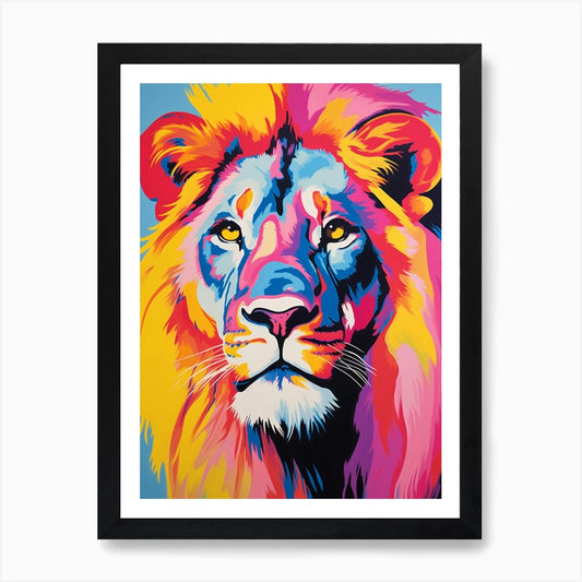Lion Portrait Pop Art 4 Art Print Framed Wall Art Poster Canvas Print Picture