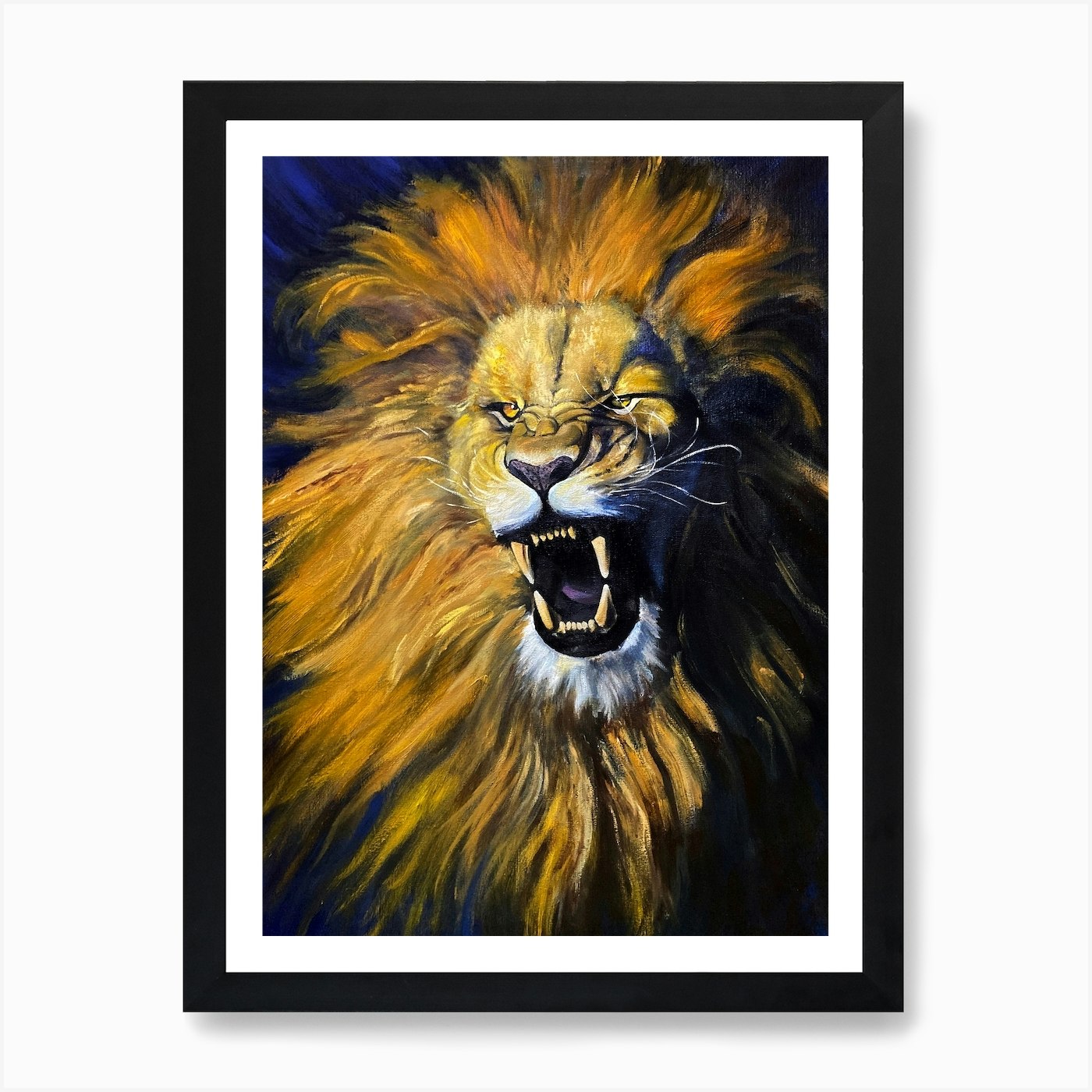 Lion Furious Art Print Framed Wall Art Poster Canvas Print Picture