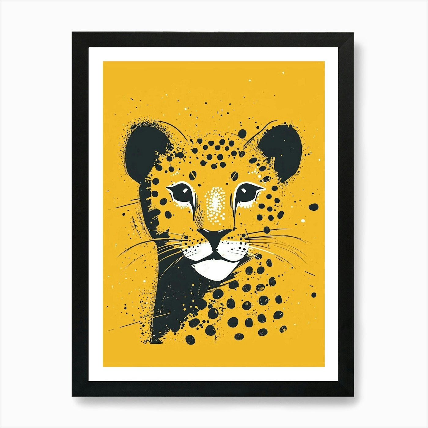 Yellow Mountain Lion 5 Art Print Framed Wall Art Poster Canvas Print Picture