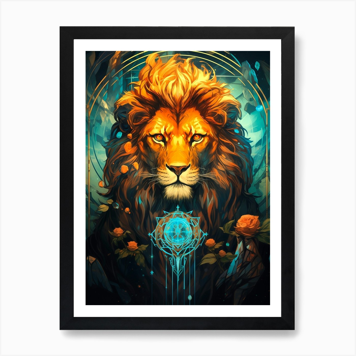 Lion Of The Night Art Print Framed Wall Art Poster Canvas Print Picture