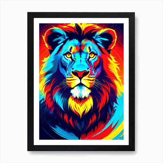 Colorful Lion 4 Art Print Framed Wall Art Poster Canvas Print Picture