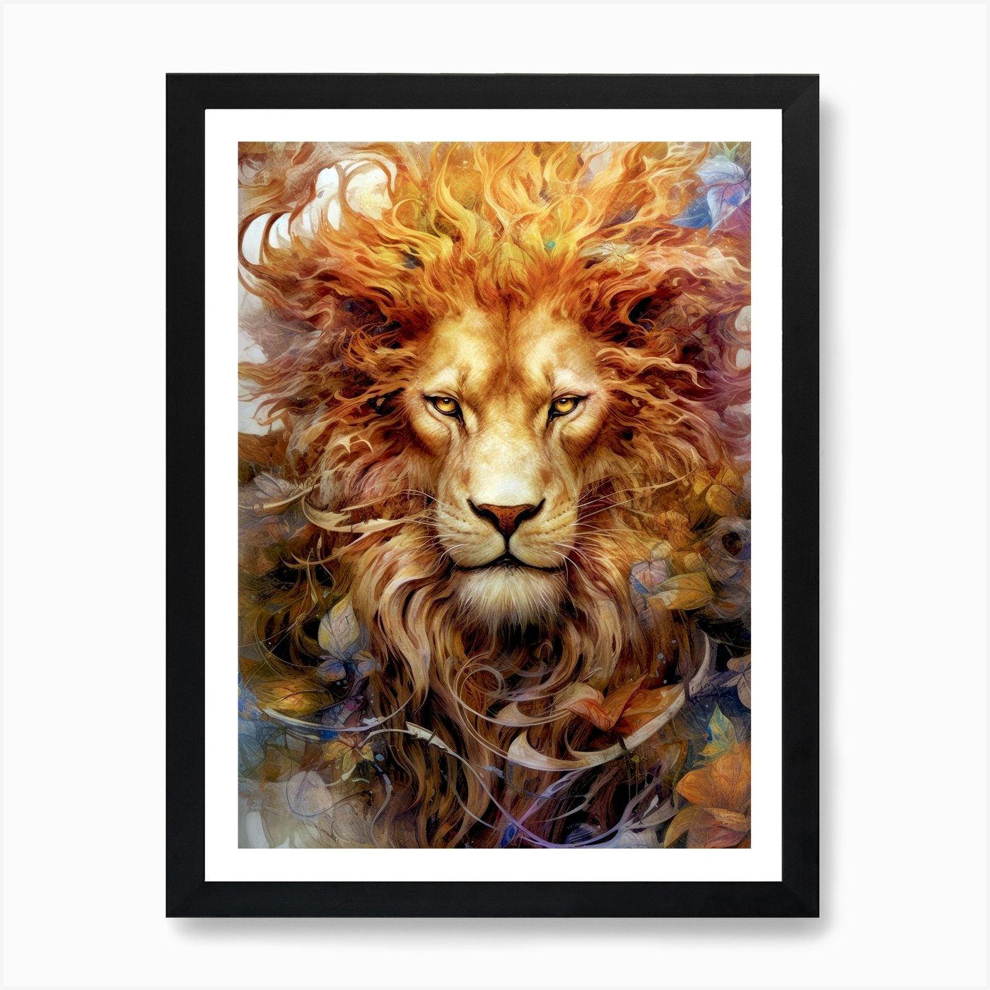 Lion Of The Forest animal Art Print Framed Wall Art Poster Canvas Print Picture
