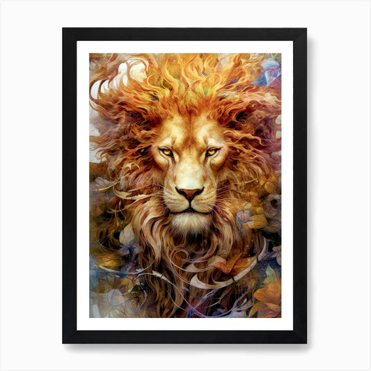 Lion Of The Forest animal Art Print Framed Wall Art Poster Canvas Print Picture