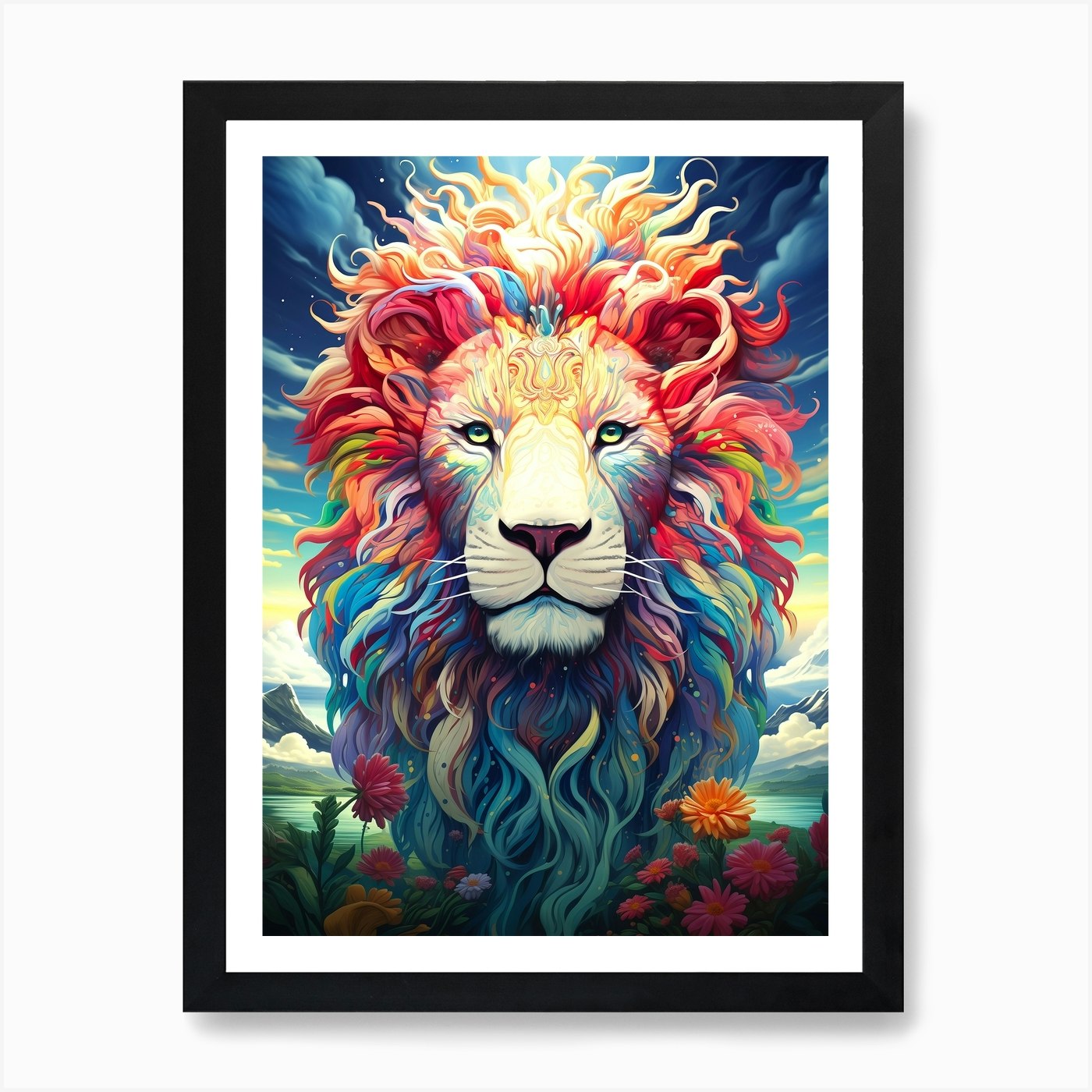 Lion Colorful Art Print Framed Wall Art Poster Canvas Print Picture