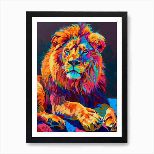 Masai Lion Symbolic Imagery Fauvist Framed Wall Art Poster Canvas Print Picture