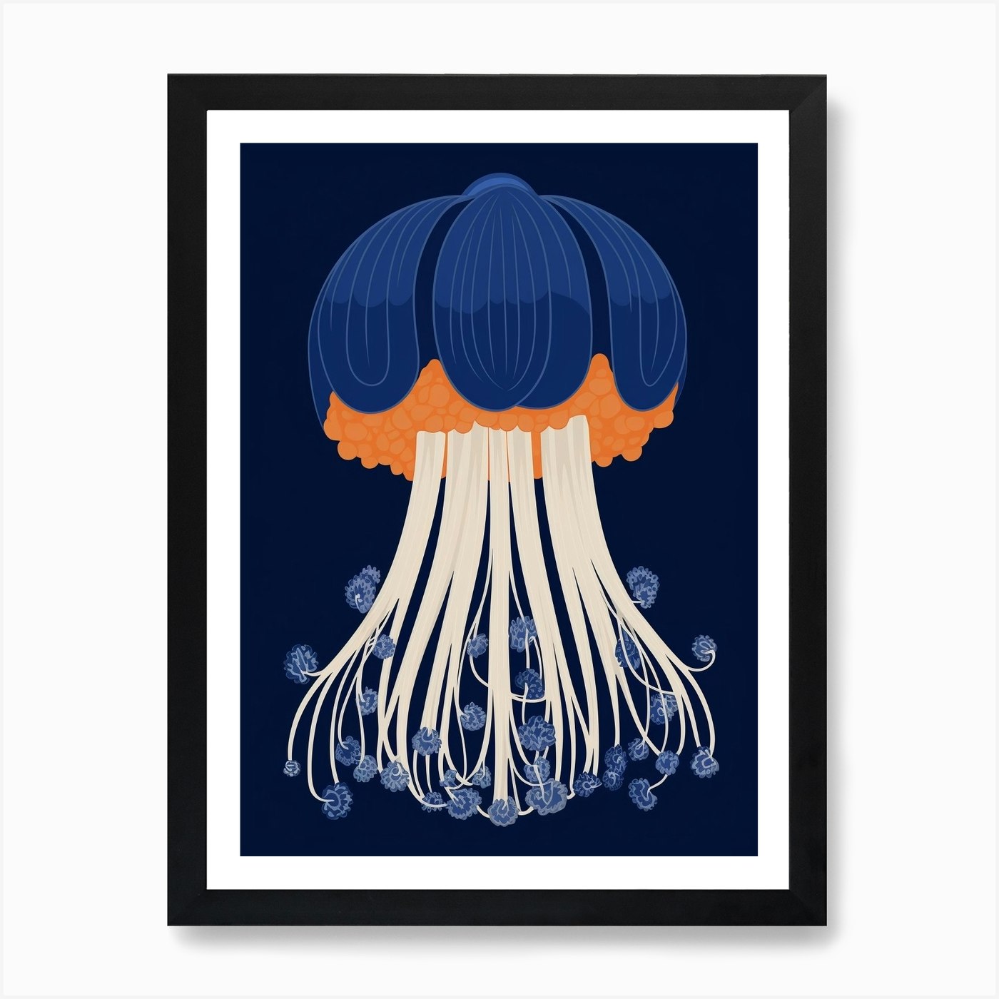 Lions Mane Jellyfish Cartoon 2 Art  Framed Wall Art Poster Canvas Print Picture