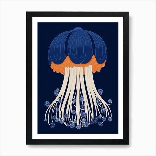 Lions Mane Jellyfish Cartoon 2 Art  Framed Wall Art Poster Canvas Print Picture
