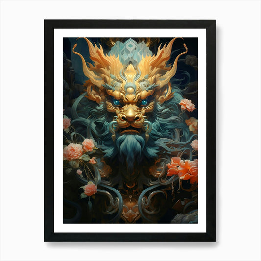 Chinese Lion Art Print Framed Wall Art Poster Canvas Print Picture