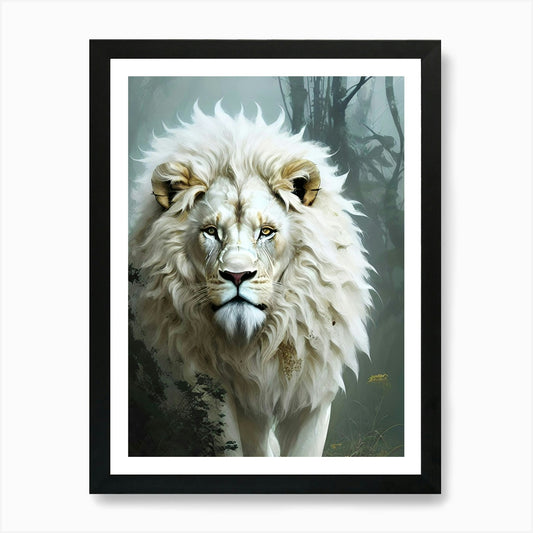 White Lion 4 Art Print Framed Wall Art Poster Canvas Print Picture