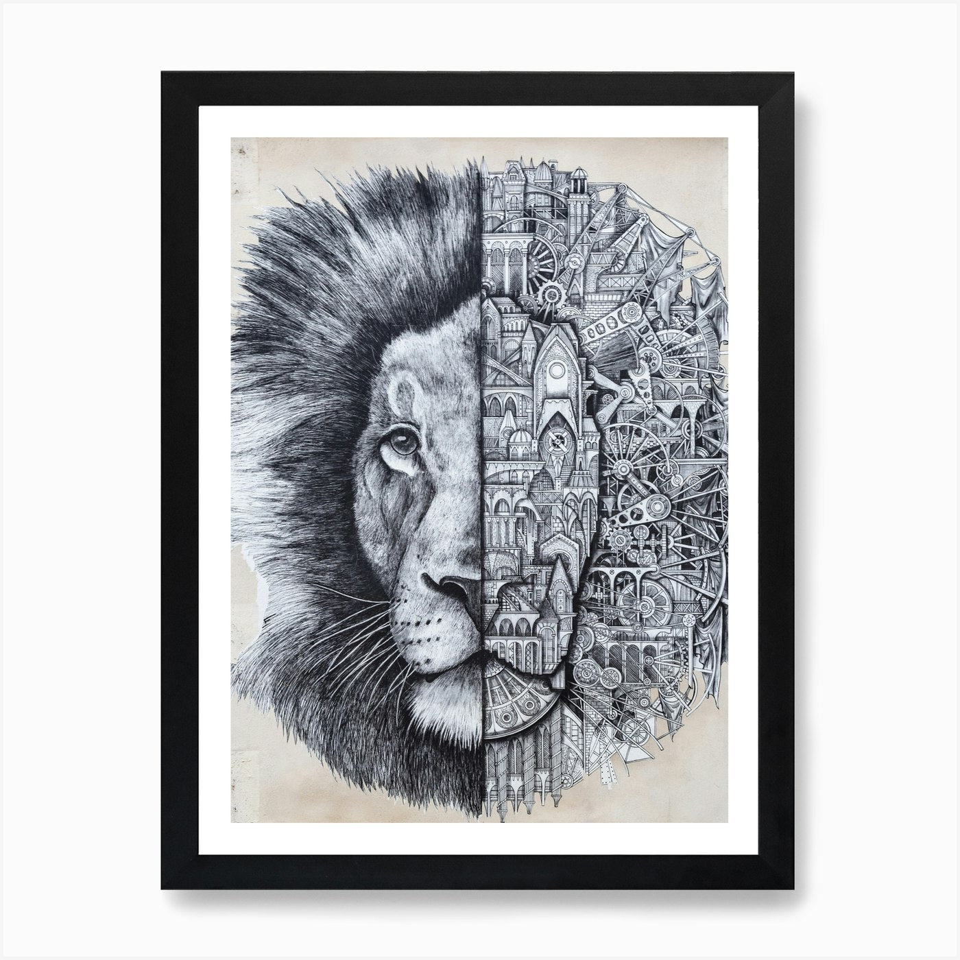 Lion In The City Art Print Framed Wall Art Poster Canvas Print Picture