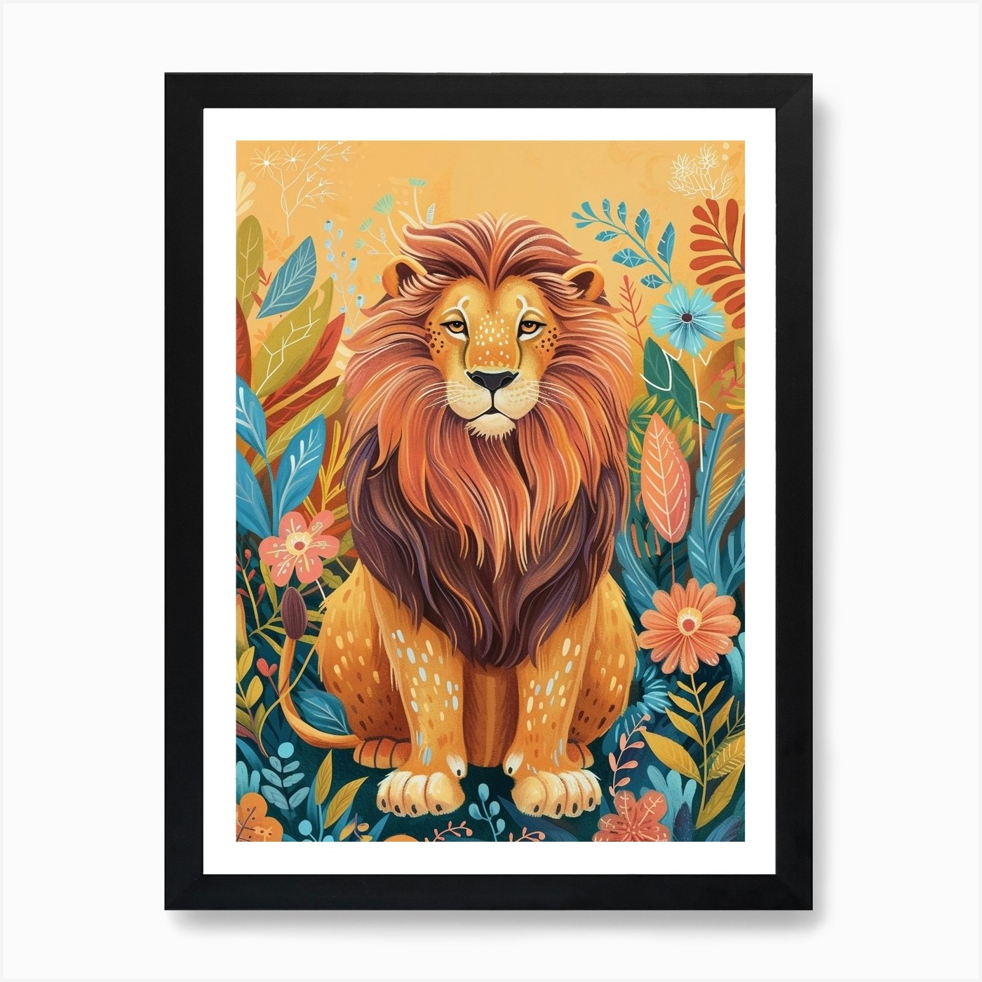 Barbary Lion Acrylic Painting 1 Art Framed Wall Art Poster Canvas Print Picture