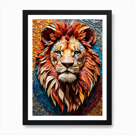 Mosaic Lion 1 Art Print Framed Wall Art Poster Canvas Print Picture
