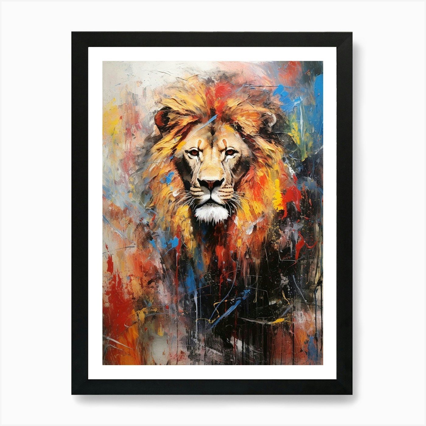 Lion Abstract Expressionism 3 Art P Framed Wall Art Poster Canvas Print Picture