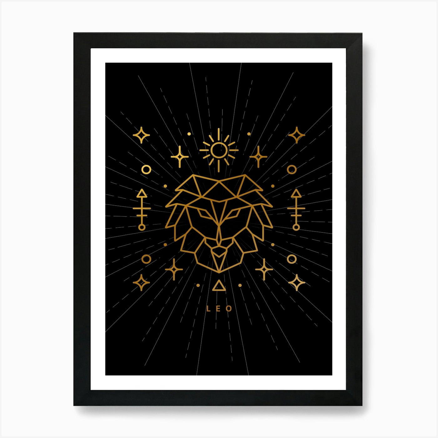 Lion — Zodiac geometric Art Print Framed Wall Art Poster Canvas Print Picture