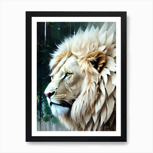 White Lion 12 Art Print Framed Wall Art Poster Canvas Print Picture