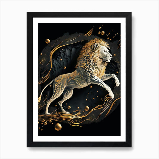Golden Lion Art Print Framed Wall Art Poster Canvas Print Picture