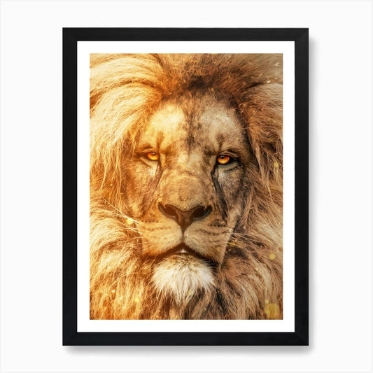 The Spirit Of The Fire Lion Art Pri Framed Wall Art Poster Canvas Print Picture