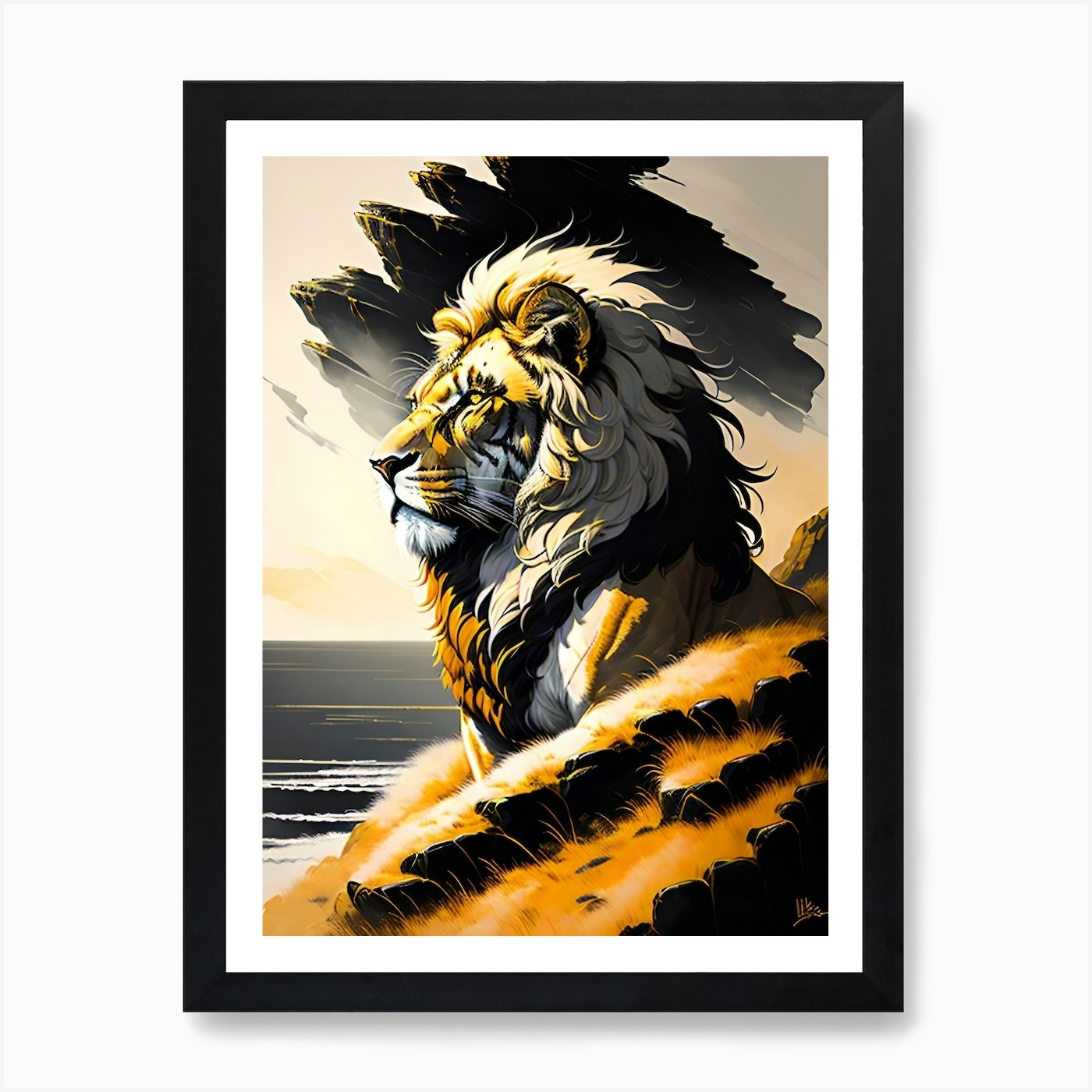 Majestic Lion Art Print Framed Wall Art Poster Canvas Print Picture