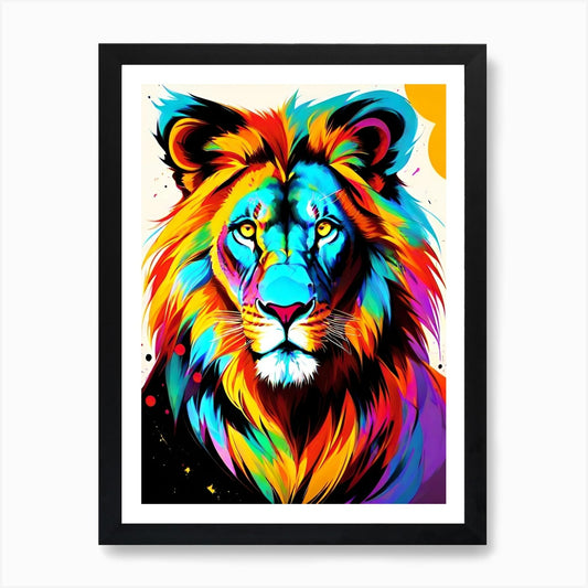 Colorful Lion Painting 3 Art Print Framed Wall Art Poster Canvas Print Picture