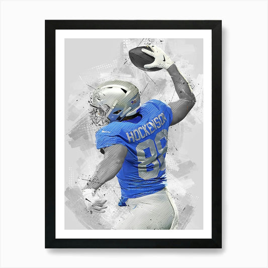T.J. Hockenson Detroit Lions Art Pr Framed Wall Art Poster Canvas Print Picture