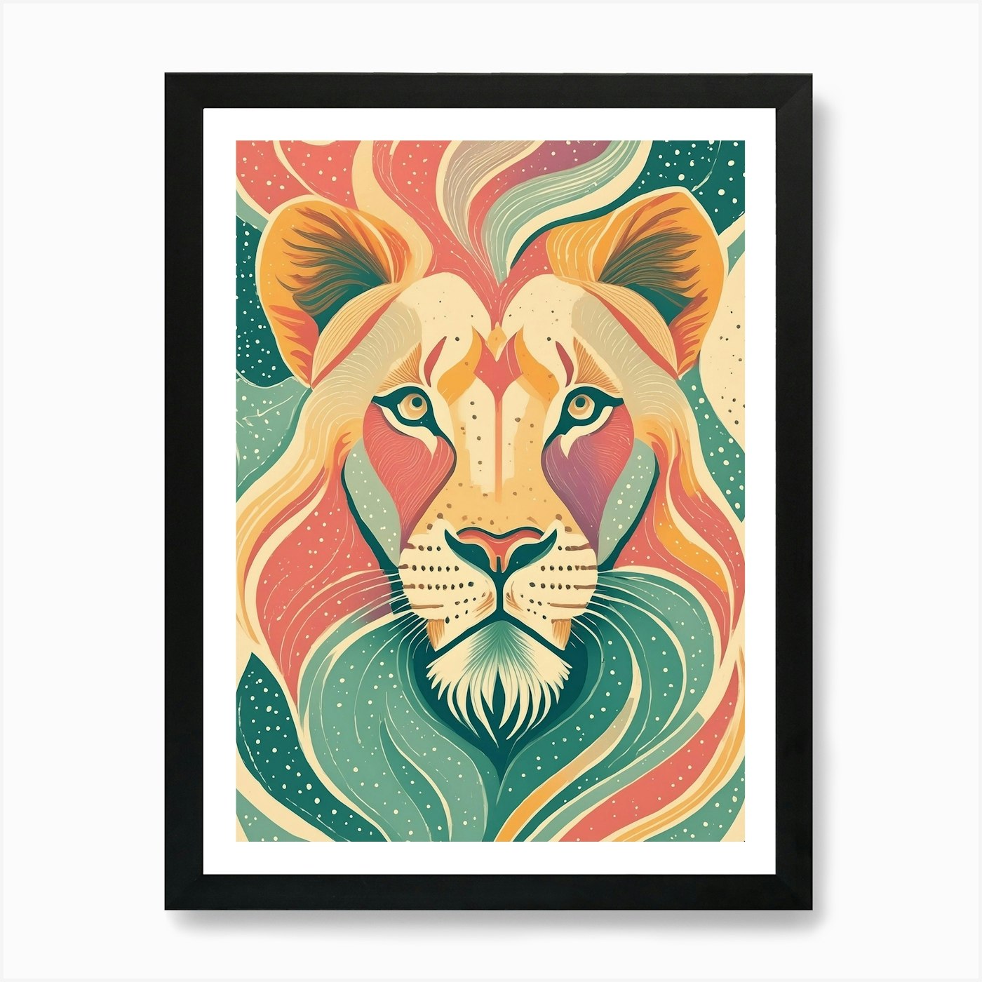 Lion,; Animal Wildlife; The Beauty  Framed Wall Art Poster Canvas Print Picture