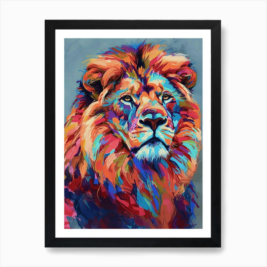 Asiatic Lion Fauvist Painting 1 Art Framed Wall Art Poster Canvas Print Picture